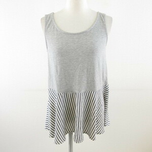 ope-k dot clip OPAQUE.CLIP tank top unusual material stripe stretch gray 38 M *T555 lady's 