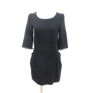  Free's Shop Free's SHOP One-piece Mini 7 minute sleeve wool S navy blue navy /YK lady's 