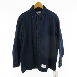 未使用品 ダブルタップス WTAPS 21AW LP/LS/COTTON.DENIM 212WVDT-SHM05 ロングスリーブ デニムシャツ 長袖 インディゴ S メンズ