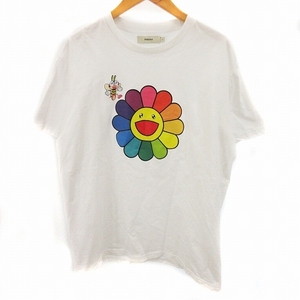 PANGAIAxTakashi Murakami パンゲア 村上隆 フラワーTシャツ プリント 半袖 カットソー コットン 白 ホワイト L メンズ