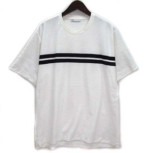 ザラ ZARA ジャガードライン Tシャツ カットソー 半袖 クルーネック ホワイト 白 L 0526/408/712 メンズ