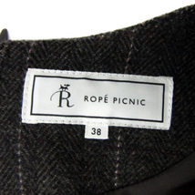 ロペピクニック ROPE Picnic ジャンパースカート ワンピース ひざ丈 Vネック ストライプ柄 ウール混 38 ダークグレー /YS30 レディース_画像5