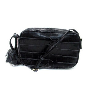  Zara ZARA shoulder bag diagonal .. fake leather crocodile type pushed . black black /HO22 lady's 