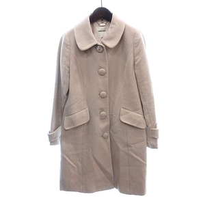  Laisse Passe LAISSE PASSE long coat round color biju- total lining wool Anne gola.36 beige /AU lady's 