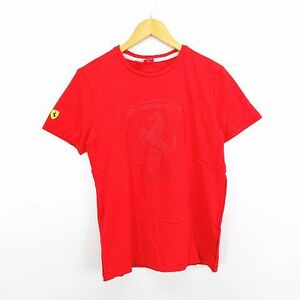 プーマ PUMA フェラーリ Tシャツ カットソー 半袖 クルーネック ロゴ コットン S レッド ※EKM メンズ