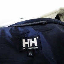 ヘリーハンセン HELLY HANSEN ボアジャケット フードパーカー フリース ボーダー柄 ロゴ 刺繍 M 紺 ネイビー オフ白 国内正規品_画像5