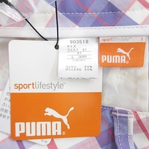 未使用品 プーマ PUMA ゴルフ パンツ ショートパンツ チェック柄 ロールアップ 紫 白 ピンク パープル ホワイト L レディース_画像3