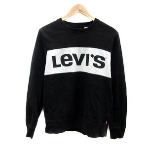 リーバイス Levi's トレーナー スウェット ラウンドネック ロゴ S 黒 ブラック 白 ホワイト /YS23 メンズ