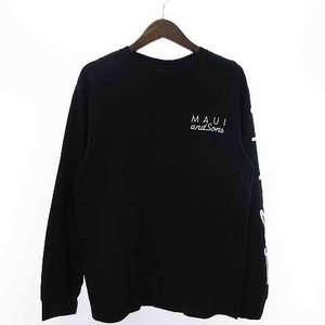 マウイアンドサンズ Maui and Sons Tシャツ 長袖 クルーネック ロゴプリント コットン 黒 ブラック L ■GY12 メンズ