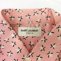 サンローラン パリ SAINT LAURENT PARIS シャツ 長袖 ボタンダウン スタープリント シルク 564172 ピンク 38 ■GY06 メンズ_画像9