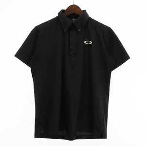 オークリー OAKLEY ポロシャツ 半袖 ロゴ刺繍 サイドスリット 黒 ブラック M トップス ■GY12 メンズ