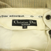 クリスチャンディオール Christian Dior テーパードパンツ スラックス チェック ツイード タック ヴィンテージ 胴囲85 ベージュ_画像3