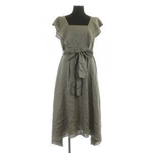  Jill Stuart JILL STUART One-piece long no sleeve frill check belt ribbon 2 gray /MY #GY99 lady's 