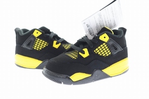 ナイキ NIKE TD Air Jordan 4 Retro Thunder エア ジョーダン レトロ サンダー 14 黒 黄 ブラック イエロー ブランド古着ベクトル ▲■ 230