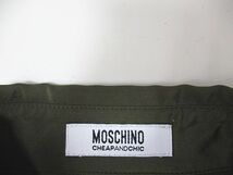 モスキーノチープアンドシック MOSCHINO CHEAP AND CHIC 長袖 シャツ ブラウス 38 緑系 ダークグリーン 無地 ダブルカラー ボタン シルク_画像3