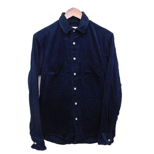  Abahouse ABAHOUSE corduroy shirt casual simple wire long sleeve cotton cotton 44 navy navy blue /HT20 men's 