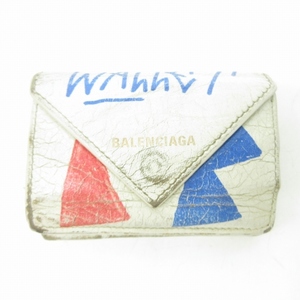バレンシアガ BALENCIAGA GRAFFITI ペーパーウォレット 三つ折り財布 ミニウォレット コンパクト 白 ホワイト 0821 メンズ レディース