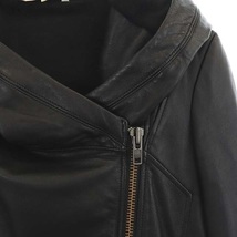 ヘルムートラング HELMUT LANG HOODED LTH JKシープスキン ライダースジャケット ジップアップ XS 黒 ブラック /HK ■OS レディース_画像5