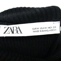 ザラ ZARA リブ ニット ワンピース 長袖 ミニ タートルネック M ブラック 黒 /KT26 レディース_画像3