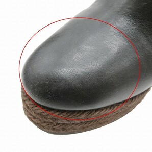 クロエ CHLOE バックストラップ レザー サンダル ウェッジソール エスパドリーユ 12cmヒール ラウンドトゥ ステッチ シューズ 靴 34/22.0の画像8