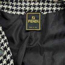 フェンディ FENDI ヴィンテージ スーツ セットアップ ノーカラー ジャケット スカート 千鳥格子 総柄 ブラック グレー 44 0905 レディース_画像6