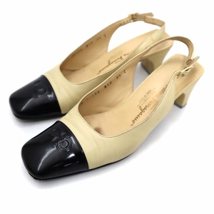 サルヴァトーレフェラガモ Salvatore Ferragamo PEGGY かかとストラップ つま先エナメル レザー パンプス 5 1/2(22.5cm相当) レディース