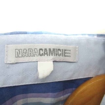 ナラカミーチェ NARA CAMICIE シャツ ブラウス チェック ステンカラー 薄手 七分袖 ブルー パープル 青 紫 /TT5 レディース_画像3