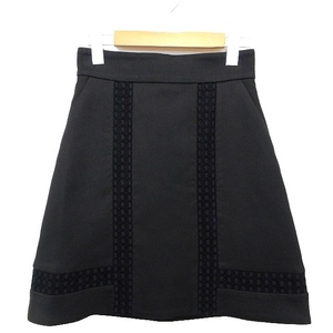  Jill Stuart JILL STUART trapezoid skirt Mini knees on switch race 0 black black /HT33 lady's 