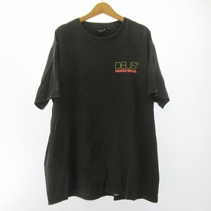 デウスエクスマキナ DEUS EX MACHINA Tシャツ 半袖 プリント ロゴ コットン ブラック 黒 XLサイズ メンズ