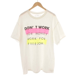 ジョンブル JOHNBULL Don't Work Tシャツ プリント クルーネック 半袖 ビックシルエット L 白 ホワイト /DK メンズ