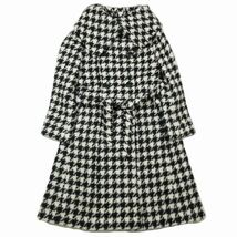 マックスマーラ MAX MARA 白タグ 高級ライン 千鳥格子 ウール ロングコート ビッグカラー リボンベルト ジャケット ブルゾン 36 黒 白/8♪B_画像1