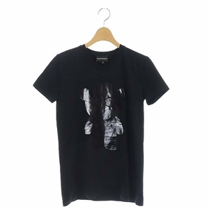 エンポリオアルマーニ EMPORIO ARMANI プリント半袖Tシャツ カットソー 40 黒 ブラック /DF ■OS レディース