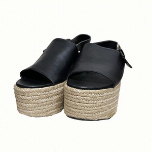  Zara ZARA sandals thickness bottom platform open tu sling back espadrille 24 black black /AG lady's 