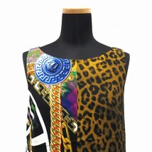 ヴェルサーチ ヴェルサーチェ VERSACE メデューサ レオパード ノースリーブ タイト ワンピース ドレス カットソー A69752 サイズ38_画像3