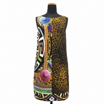 ヴェルサーチ ヴェルサーチェ VERSACE メデューサ レオパード ノースリーブ タイト ワンピース ドレス カットソー A69752 サイズ38_画像1