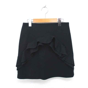  Jill Stuart JILL STUART trapezoid skirt Mini frill thick wool back Zip 4 navy dark blue /TT16 lady's 