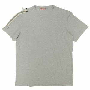 美品 プラダスポーツ PRADA SPORT ベルト装飾 Tシャツ カットソー トップス 半袖 コットン ストレッチ クルーネック サイズS グレー/HK9