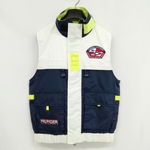 トミーヒルフィガー TOMMY HILFIGER SAILING GEAR 90s セーリング ジップアップ ベスト ジャケット ナイロン M ネイビー ホワイト メンズ_画像1