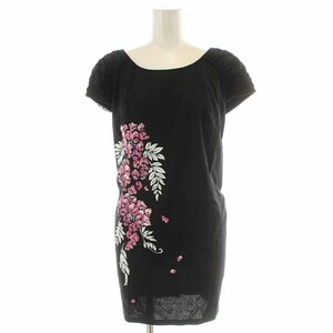  Vivienne Tam VIVIENNE TAM tunic floral print embroidery chu-ru switch French sleeve 1 S black black /YI11 lady's 