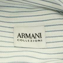 アルマーニ コレツィオーニ ARMANI COLLEZIONI ストライプシャツ 長袖 前開き リネン混 39 15 1/2 グレー オフホワイト メンズ_画像3