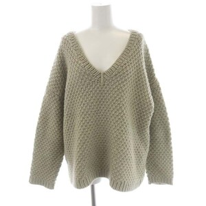 リムアーク rim.ark Vneck relax knit tops ニット セーター Vネック オーバーサイズ ウール混 長袖 F カーキベージュ /HS ■OS レディー