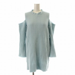  Snidel snidel 22AW open shoulder knitted dress One-piece Mini long sleeve ribbon mok neck wool .F light blue SWNO224285