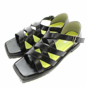 アメリヴィンテージ Ameri VINTAGE 22SS WIDE NET FLAT SANDALS ストラップサンダル フラット フェイクレザー L 24.5～25cm 黒