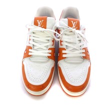 ルイヴィトン LOUIS VUITTON LV Trainer Line Sneaker #54 スニーカー ローカット レザー バイカラー 9.5 28cm 白 ホワイト オレンジ_画像8