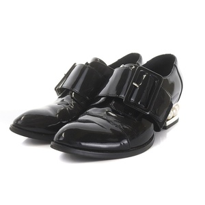  Rose Bud Jeffrey can bell design heel manishu shoes Loafer enamel leather -ru belt 39 24.5cm