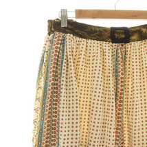 ツモリチサト TSUMORI CHISATO ギャザースカート フレア ひざ丈 総柄 絹 シルク 2 M マルチカラー /AQ ■GY11 レディース_画像3