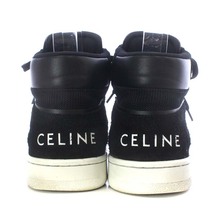 セリーヌ CELINE MU1201 Z Trainer High Top Sneaker スニーカー ハイカット スエード 40 26.5cm 黒 ブラック /YO13 ■AD メンズ_画像3