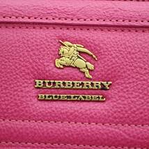 バーバリーブルーレーベル BURBERRY BLUE LABEL 長財布 ラウンドファスナー レザー ロゴ 裏地チェック ピンク /YI4 ■OF レディース_画像7