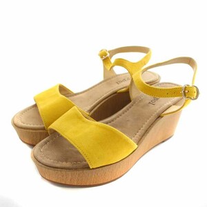 mei paul (pole) maypol strap sandals suede thickness bottom Wedge sole 36 22.5~23cm yellow color yellow /YI17 #OF lady's 