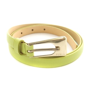  Furla FURLA belt eyelet leather yellow green Gold color /NW47 lady's 